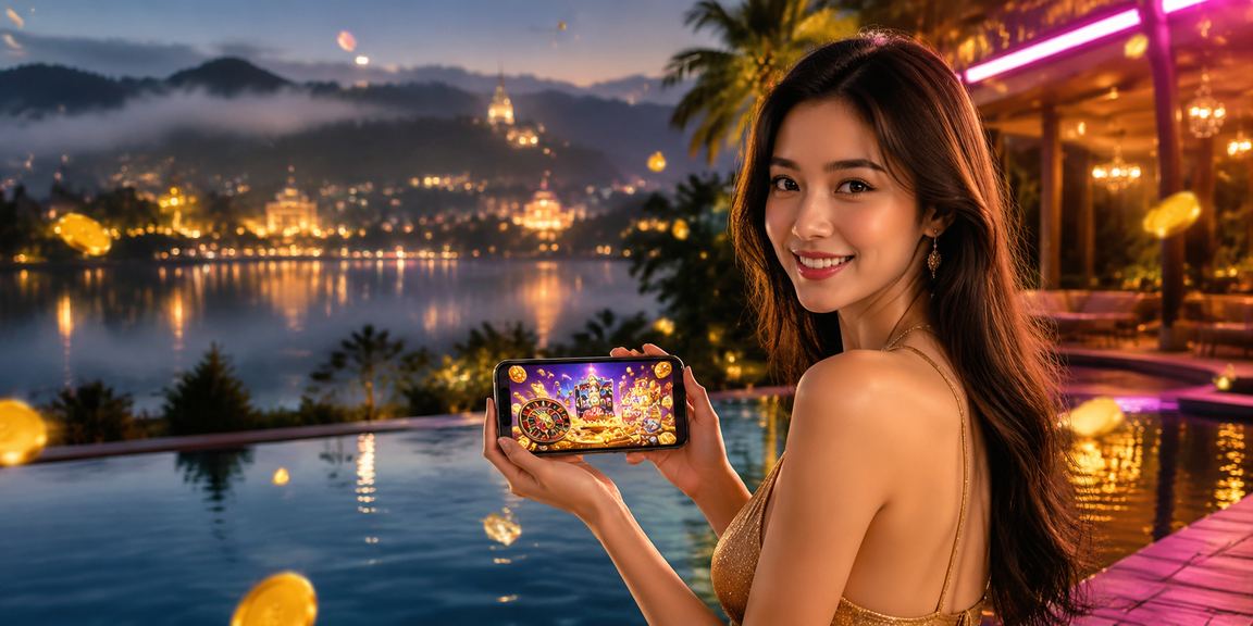 Người chơi tại Đà Lạt sử dụng ứng dụng casino trên điện thoại với ánh neon về đêm