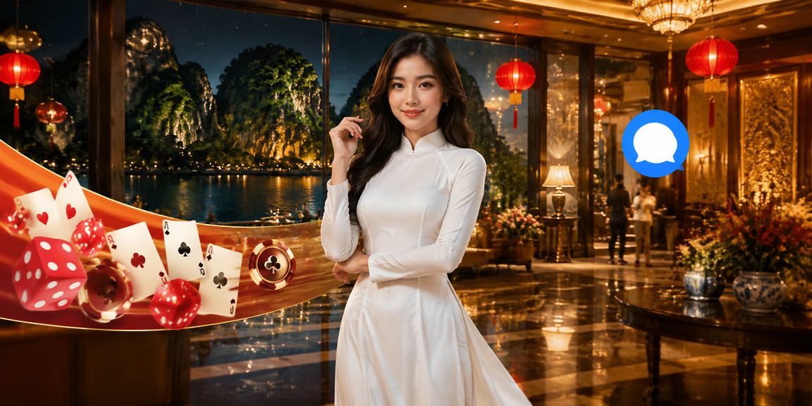 Người chơi mặc áo dài tại Ninh Bình tham gia trò chơi bài trực tuyến trên điện thoại